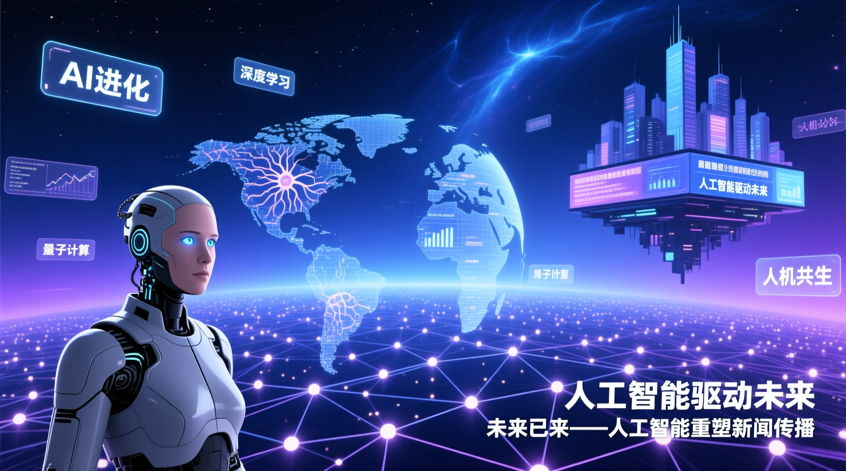 AI 知識懶人包科技感插圖